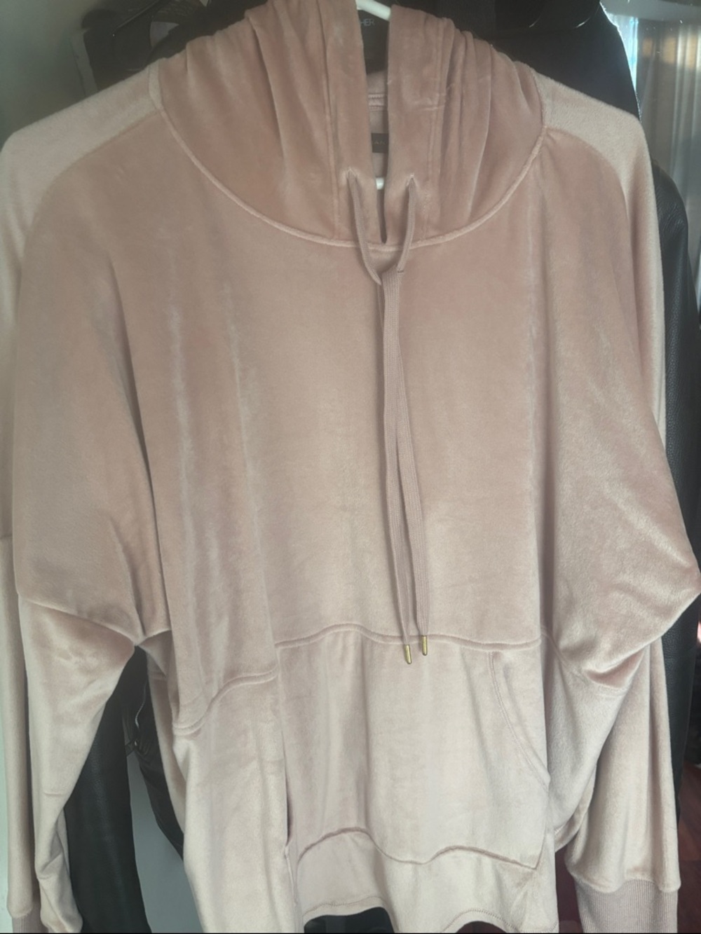 Donna Karan Plush Hooded Pullover — Light Blush